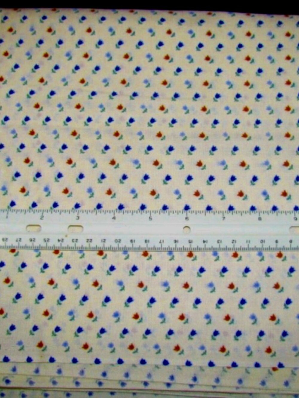 BLUE RED & GREEN on ECRU Quilting Cotton Fabric 4+ yds x 46" wide